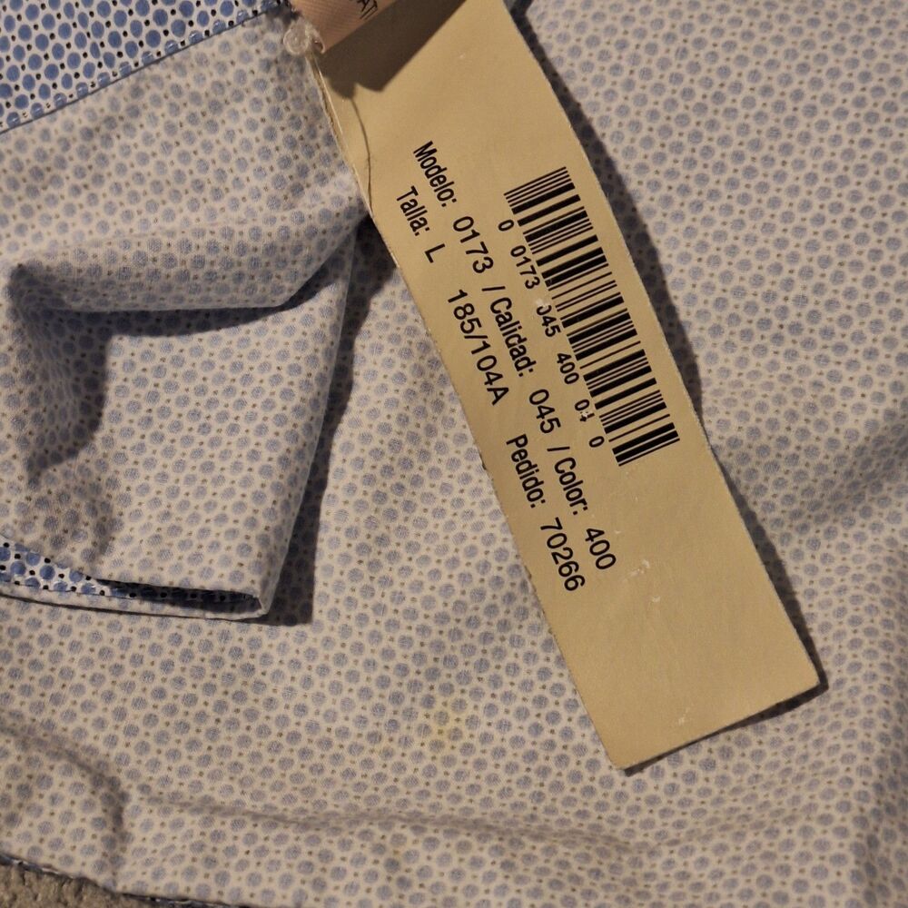 MASSIMO DUTTI-Finest Fabric-Mens L Blue Dress Shirt-Slim-Sml Geo Print-Cotton - Picture 8 of 10
